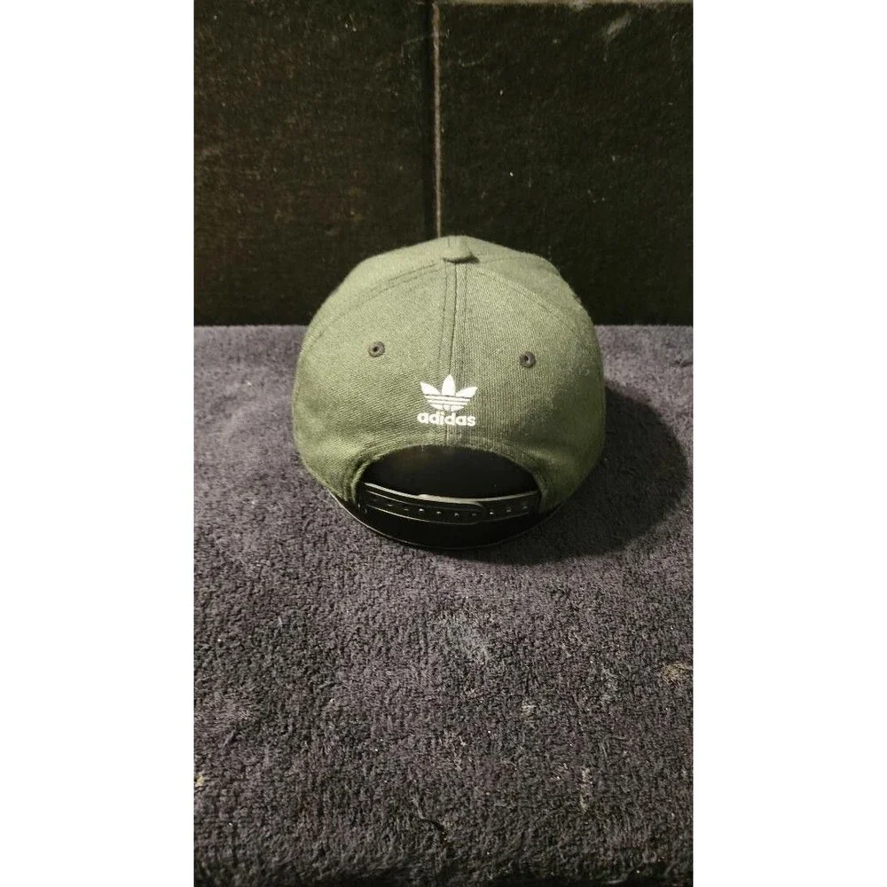 adidas Olive Green White Trefoil Stripes Snap Back Hat